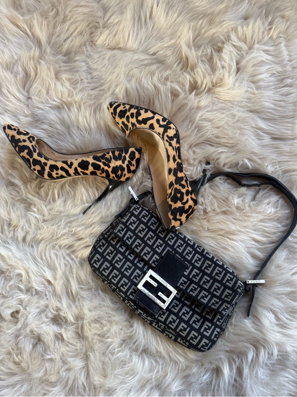 Leopard Print Pointed-Toe Pumps - Women's Tan/Black Heels